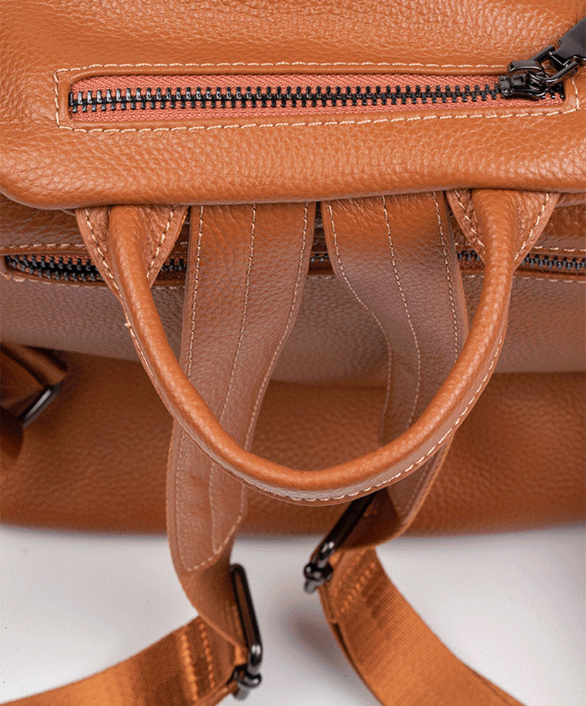 Women's Genuine Leather Front Pocket Backpack